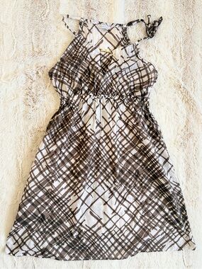 🤎 Trina Turk 100% Cotton Mini Dress Beach Cover Up Y2K Resort Vacation Brown